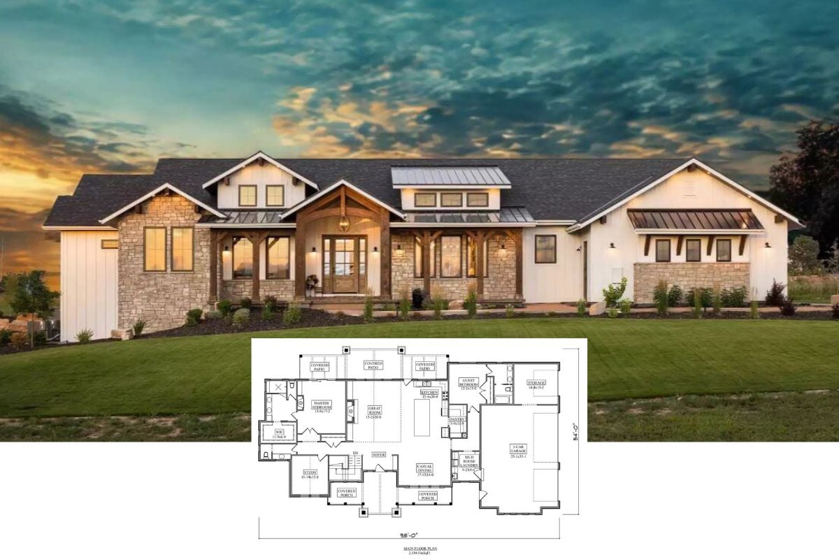 2-Bedroom Benedictine Mountain Ranch for a Corner Lot with Open Concept Design (Floor Plan)