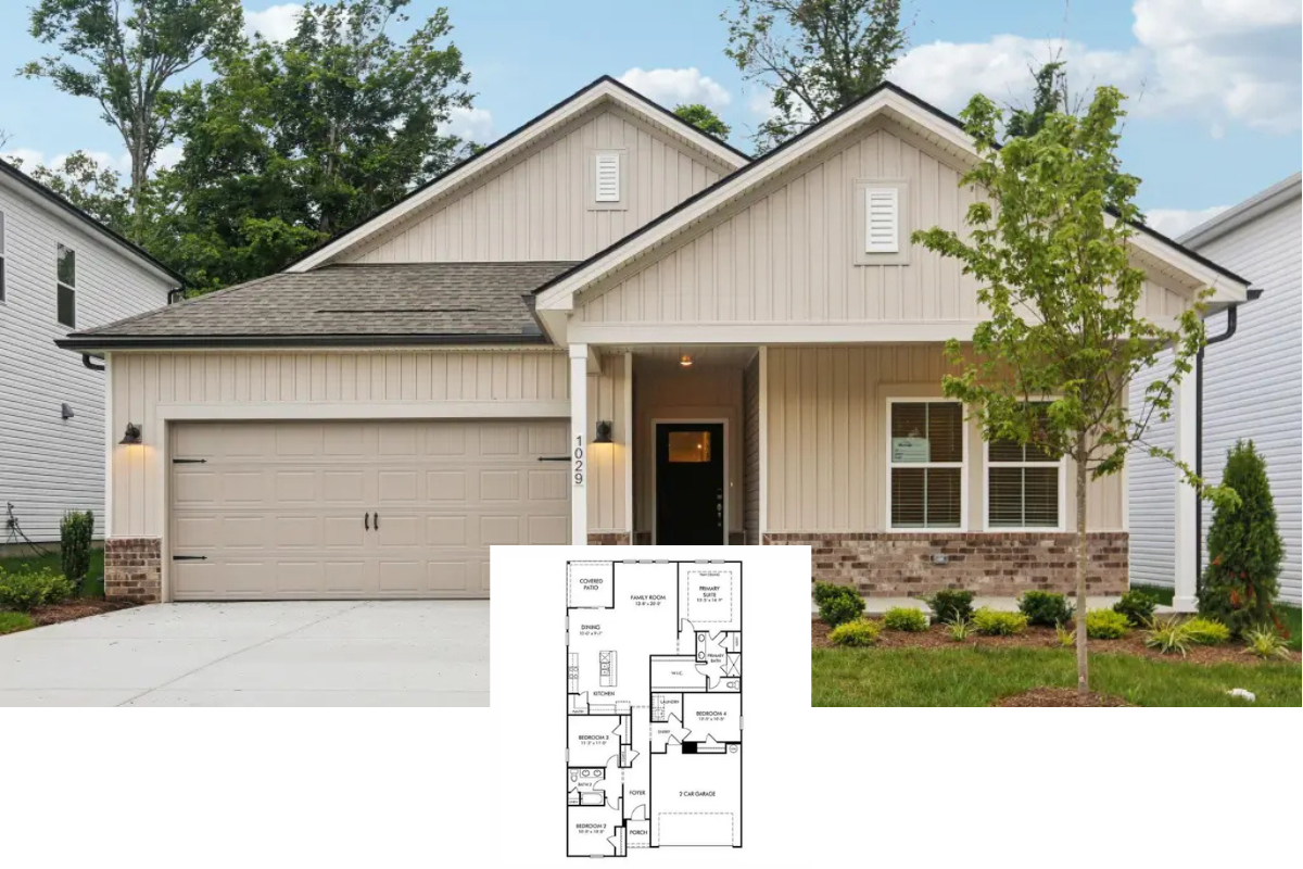 Ranch-Style 4-Bedroom Home with Covered Patio and Double Garage (1,835 Sq. Ft. Floor Plan)