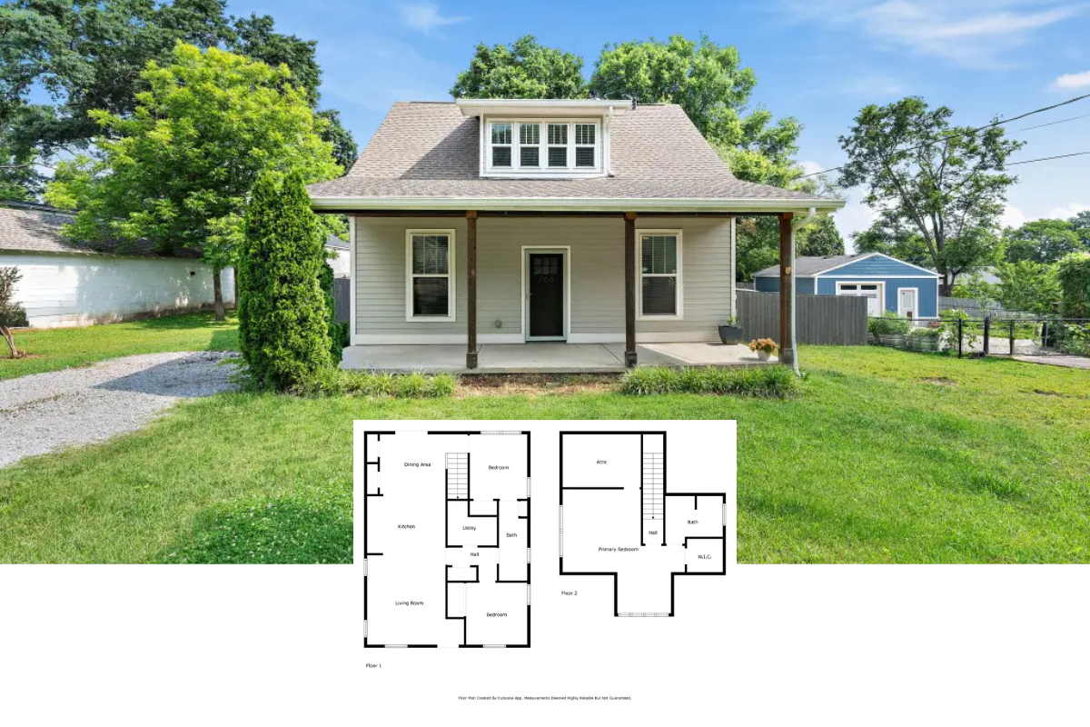 Bungalow-Style 3-Bedroom Home with Front Porch and an Attic (1,589 Sq. Ft. Floor Plan)