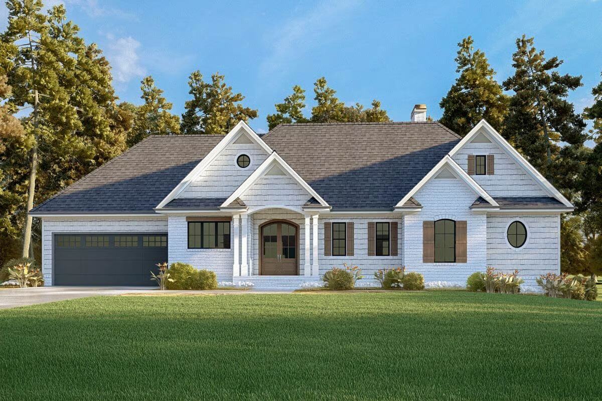 Cottage-Style 4-Bedroom Home with Double Garage and Walkout Basement (Floor Plan)