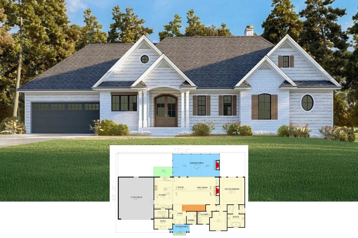 Cottage-Style 4-Bedroom Home with Double Garage and Walkout Basement (Floor Plan)