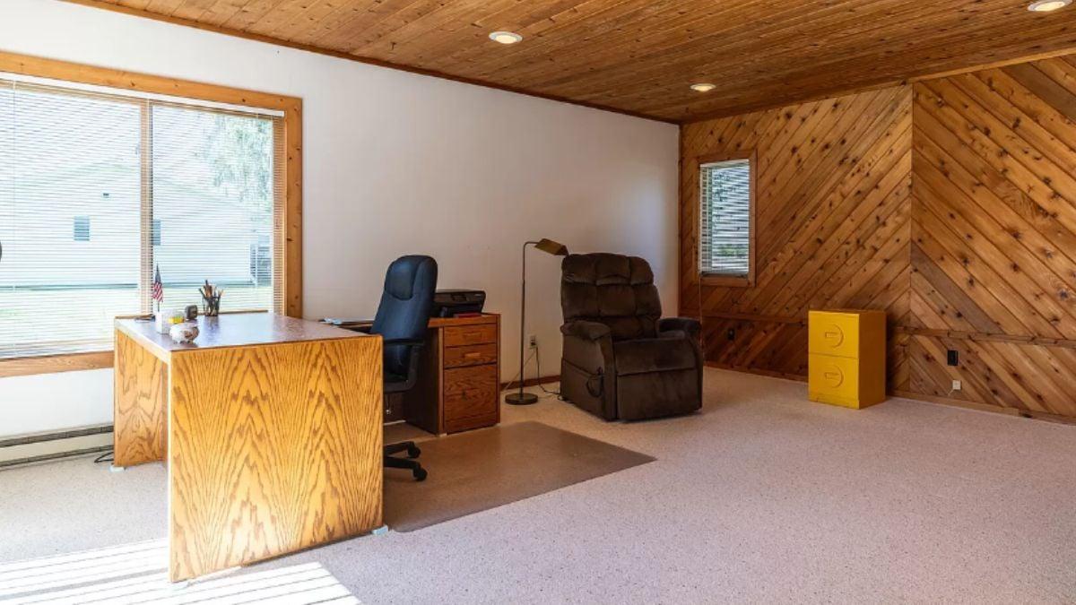 Home Office with Natural Wood Accents and Cozy Vibes