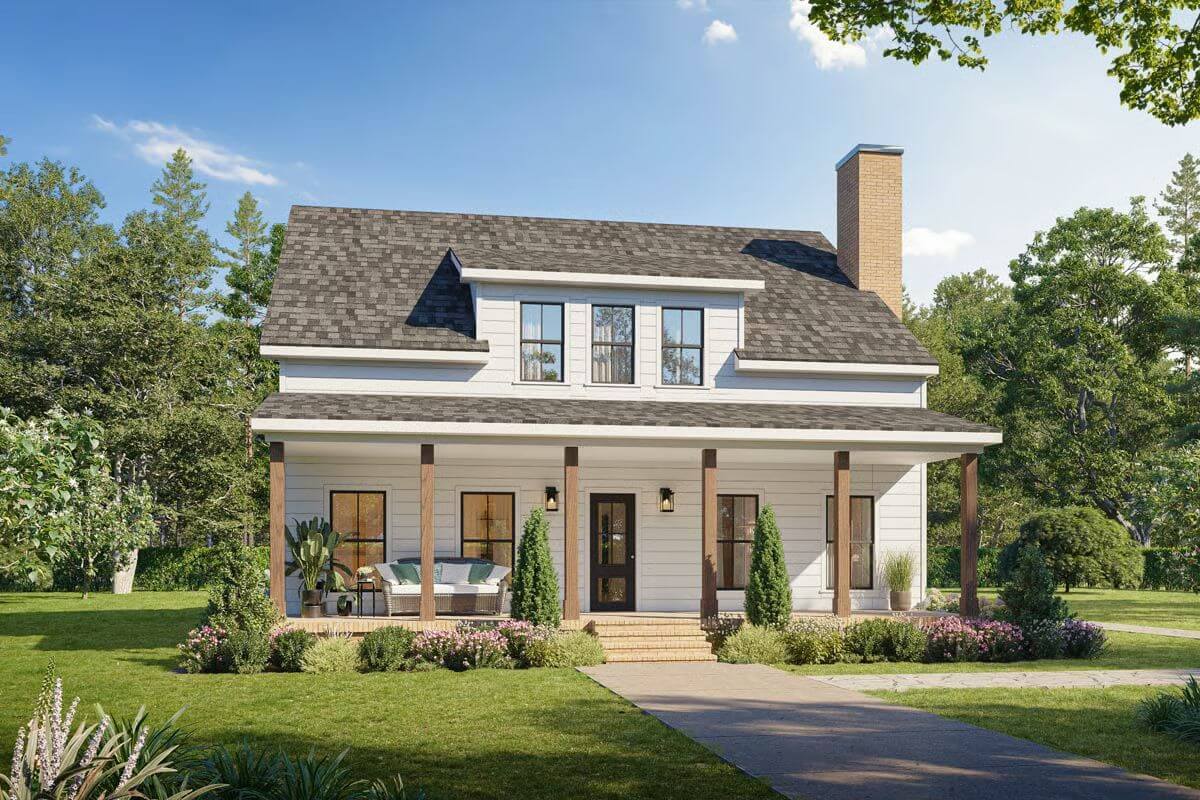 Modern Farmhouse-Style 3-Bedroom Home with Flex Loft and Dual Porches (Floor Plan)