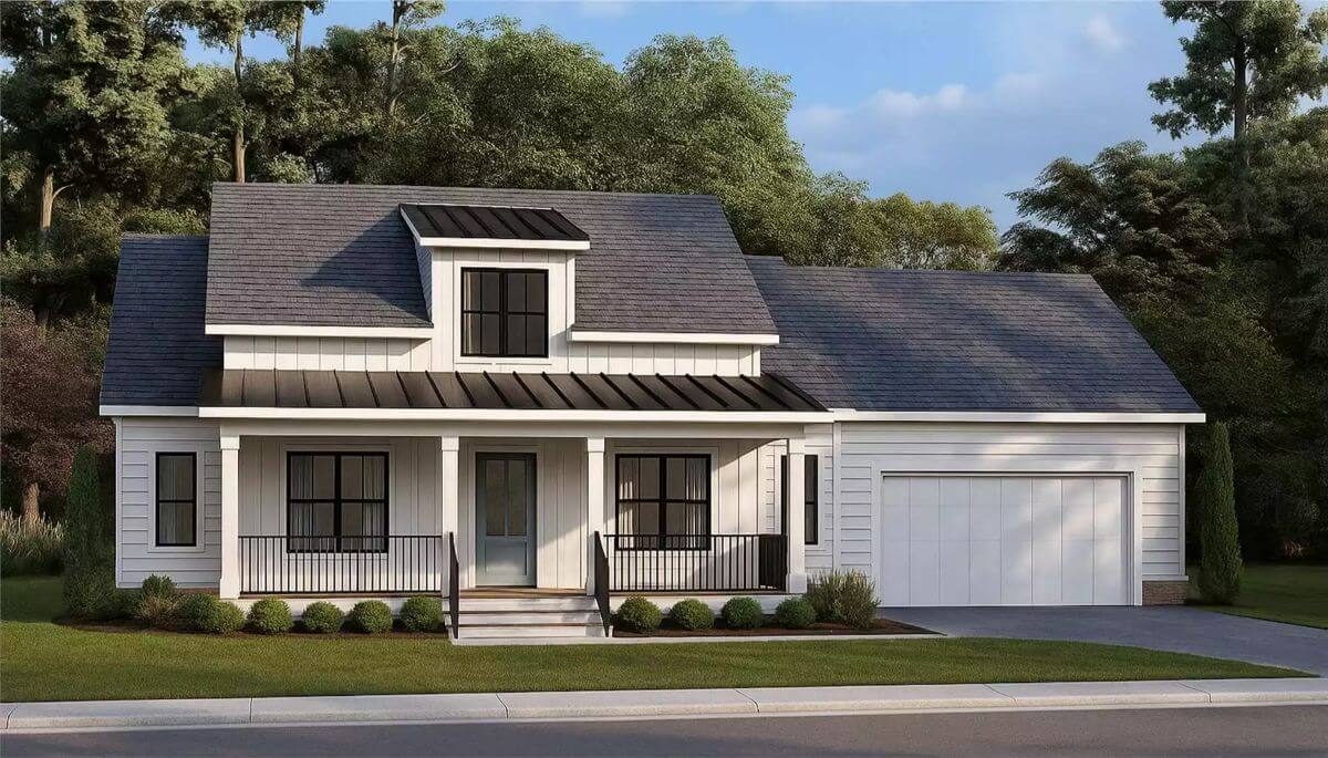 3-Bedroom Ridgedale Modern Farmhouse with Front Porch and Double Garage (Floor Plan)