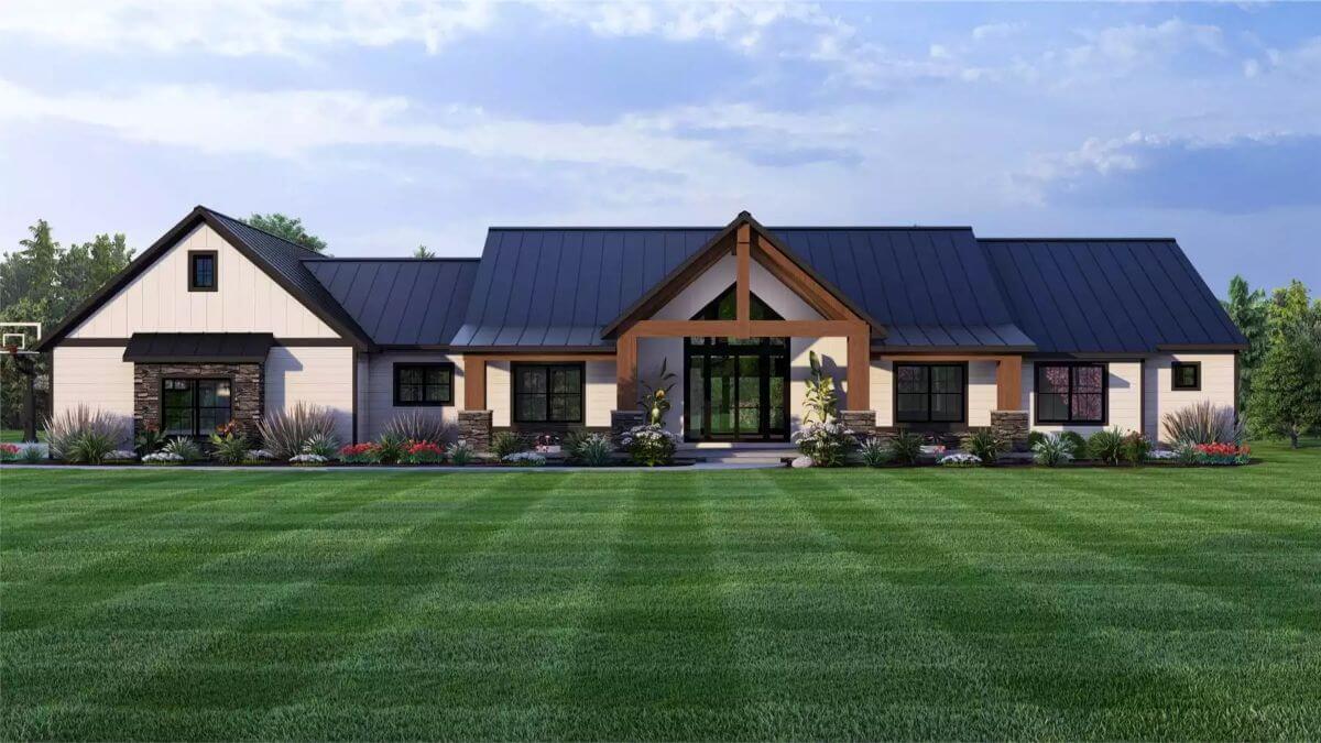 3-Bedroom Barndominium-Style Charlotte Grove Home with 3-Car Garage and Finished Basement (Floor Plan)