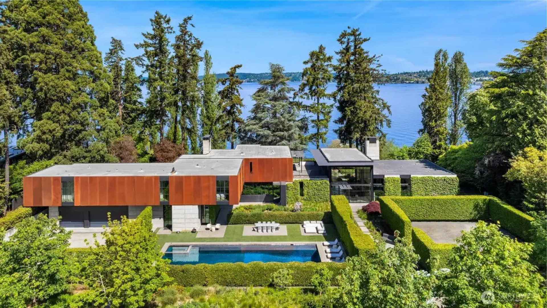 Explore this 16,284 Sq. Ft. Contemporary Waterfront Estate in Bellevue, Washington, Featuring Private Dock and Lakeside Pavilion