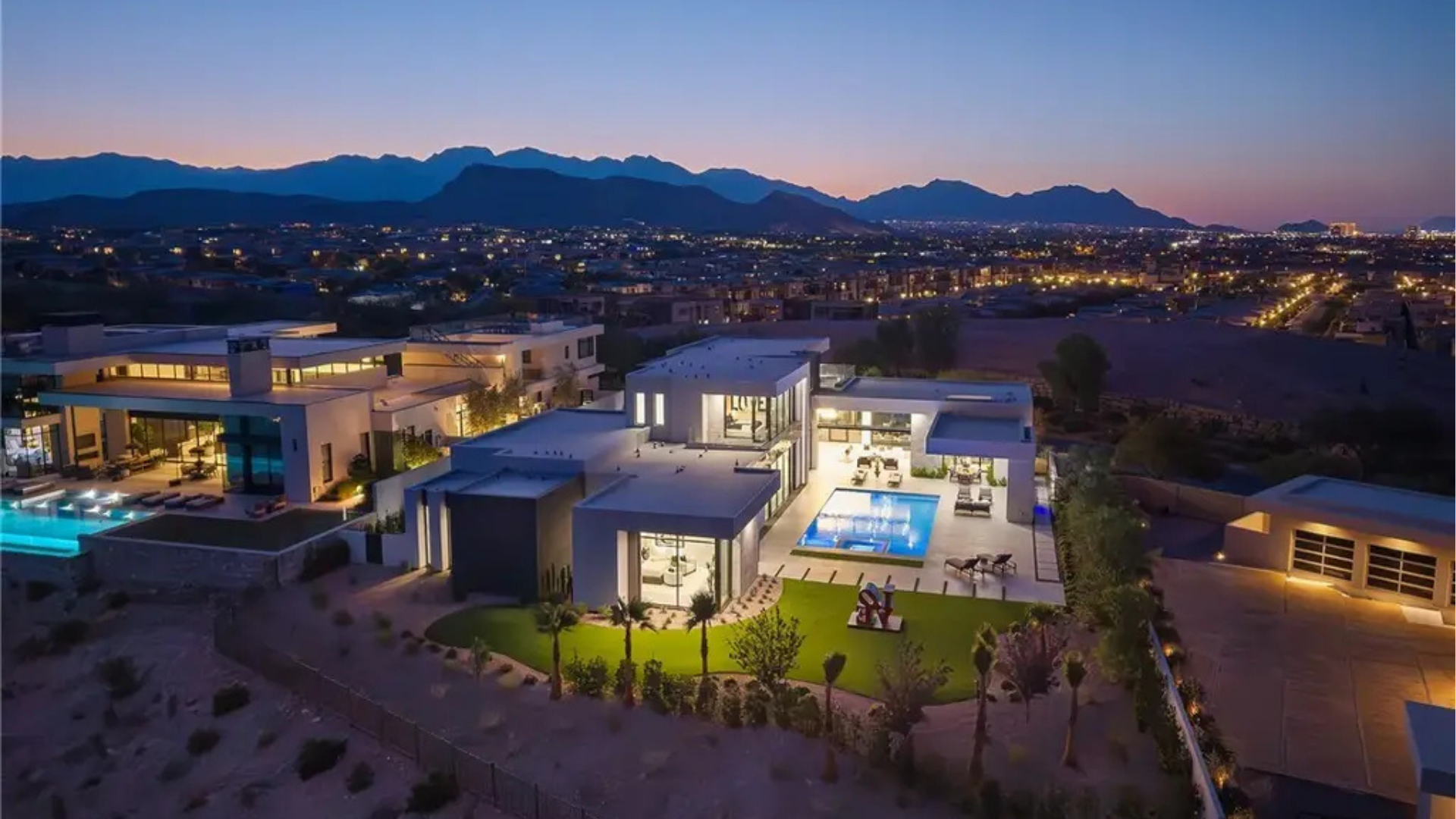 Explore this Spectacular 7,202 Sq. Ft. Modern Desert Estate in Las Vegas, Nevada, Featuring Panoramic Views of the Mountains, City and Strip