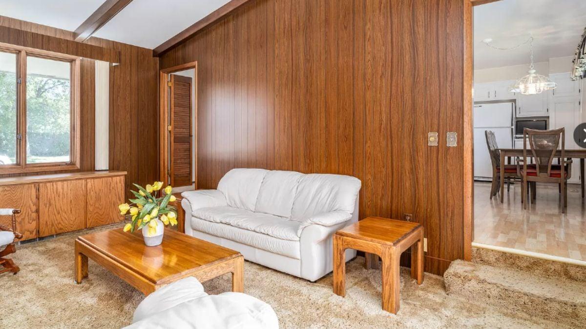 Mid-Century Living Area with Retro Charm and Sunken Design