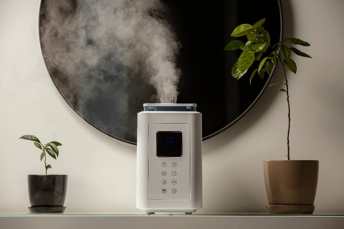 Close up of air humidifier on the table at home.