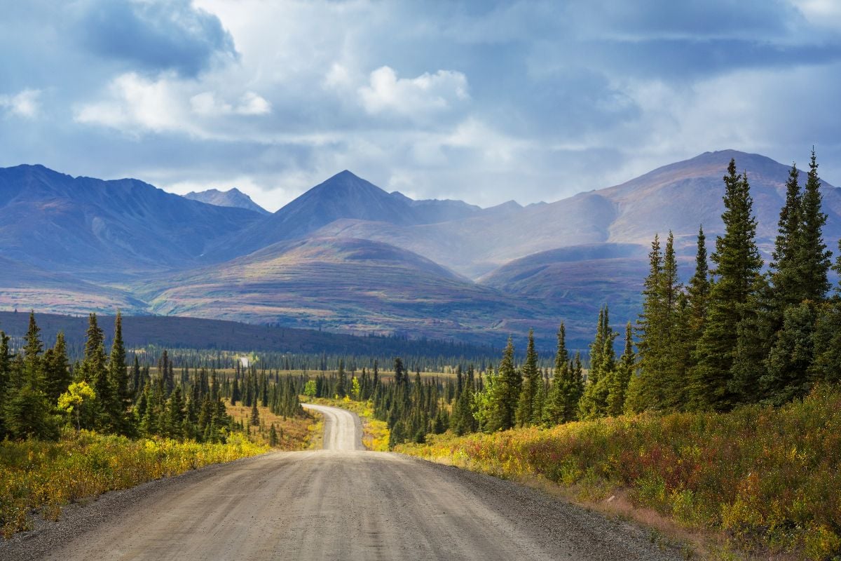 Scenic highway in Alaska, USA.