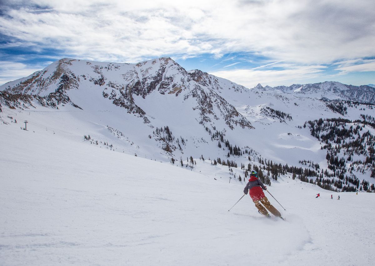 Alpine skiing in Little Cottonwood Canyon in Alta, Utah.