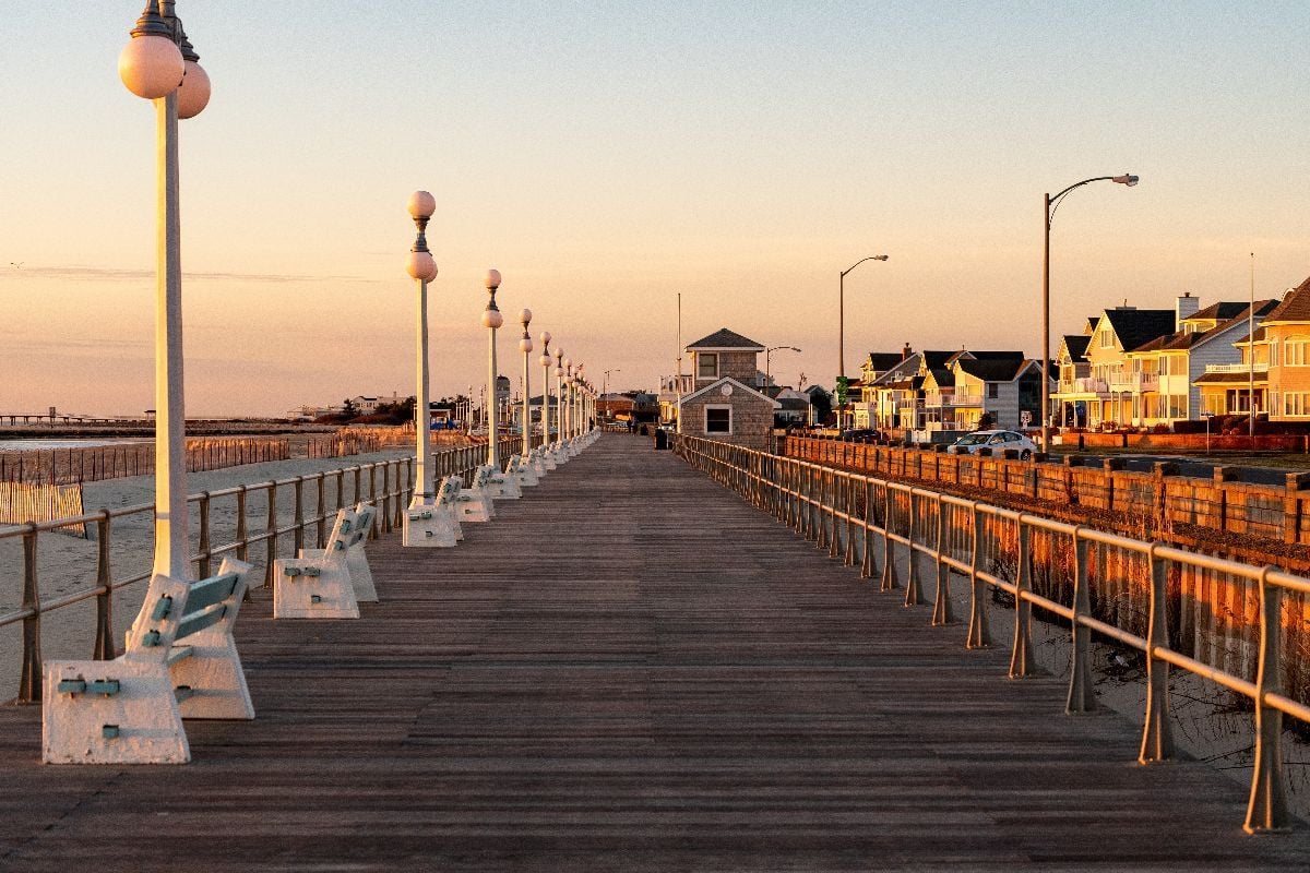 Golden hour sunrise on the boardwalk.