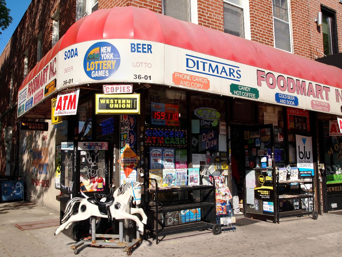 Ditmars Foodmart at the corner of Ditmars Boulevard and 36th St. in Queens, New York. 