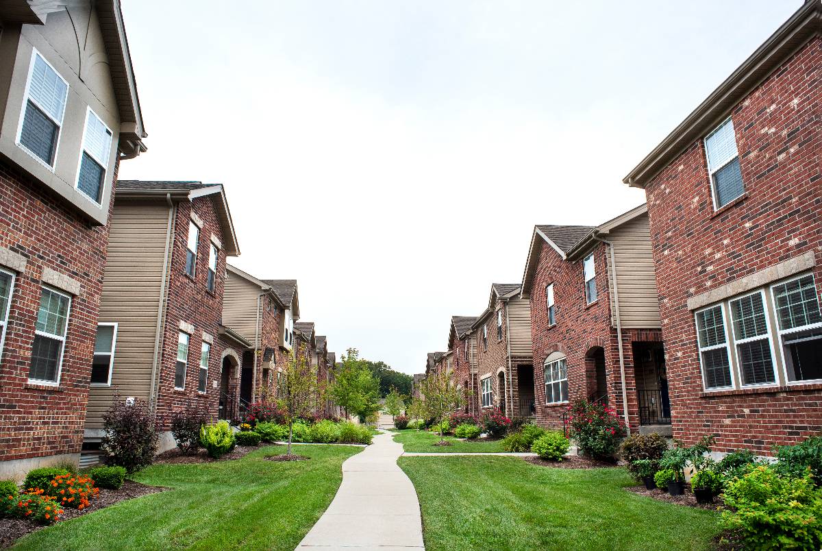Rows of brick houses in St. Louis.