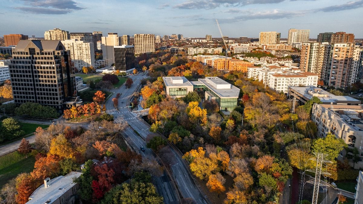 Aerial view of uptown neighborhood in Dallas.