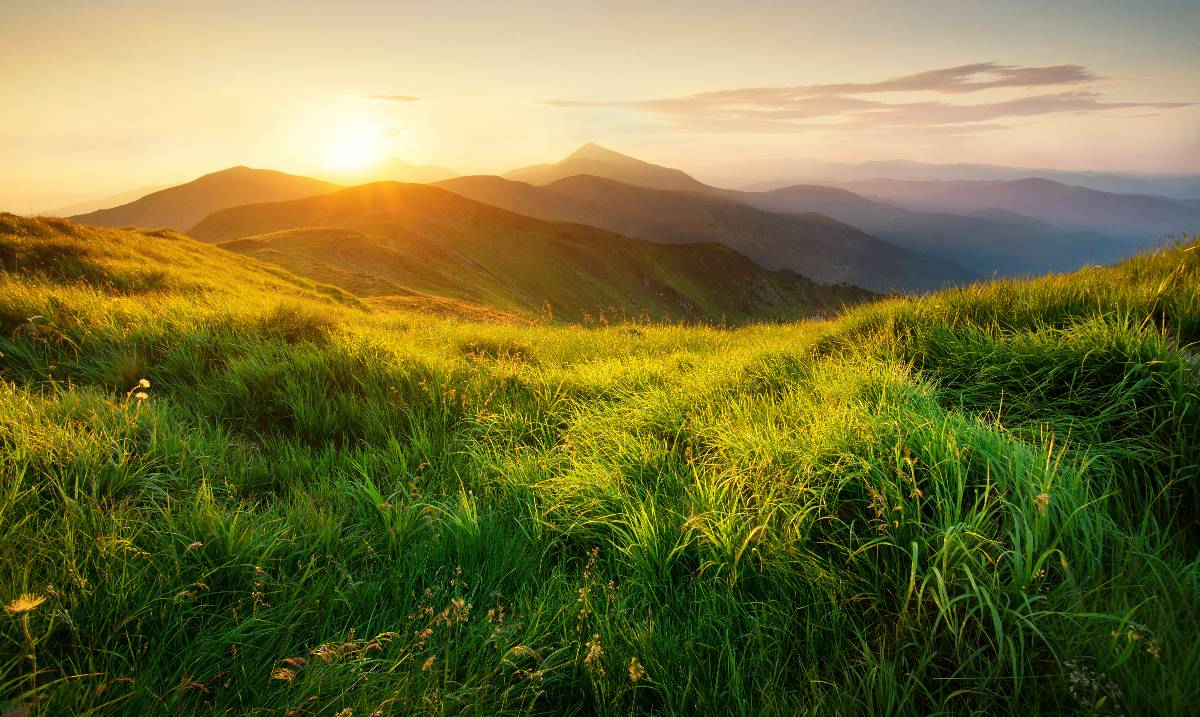 Mountains during sunset.