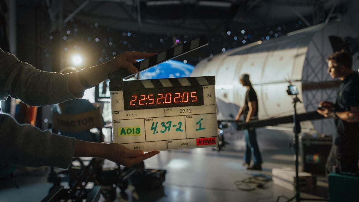  Behind-the-scenes of film production.
