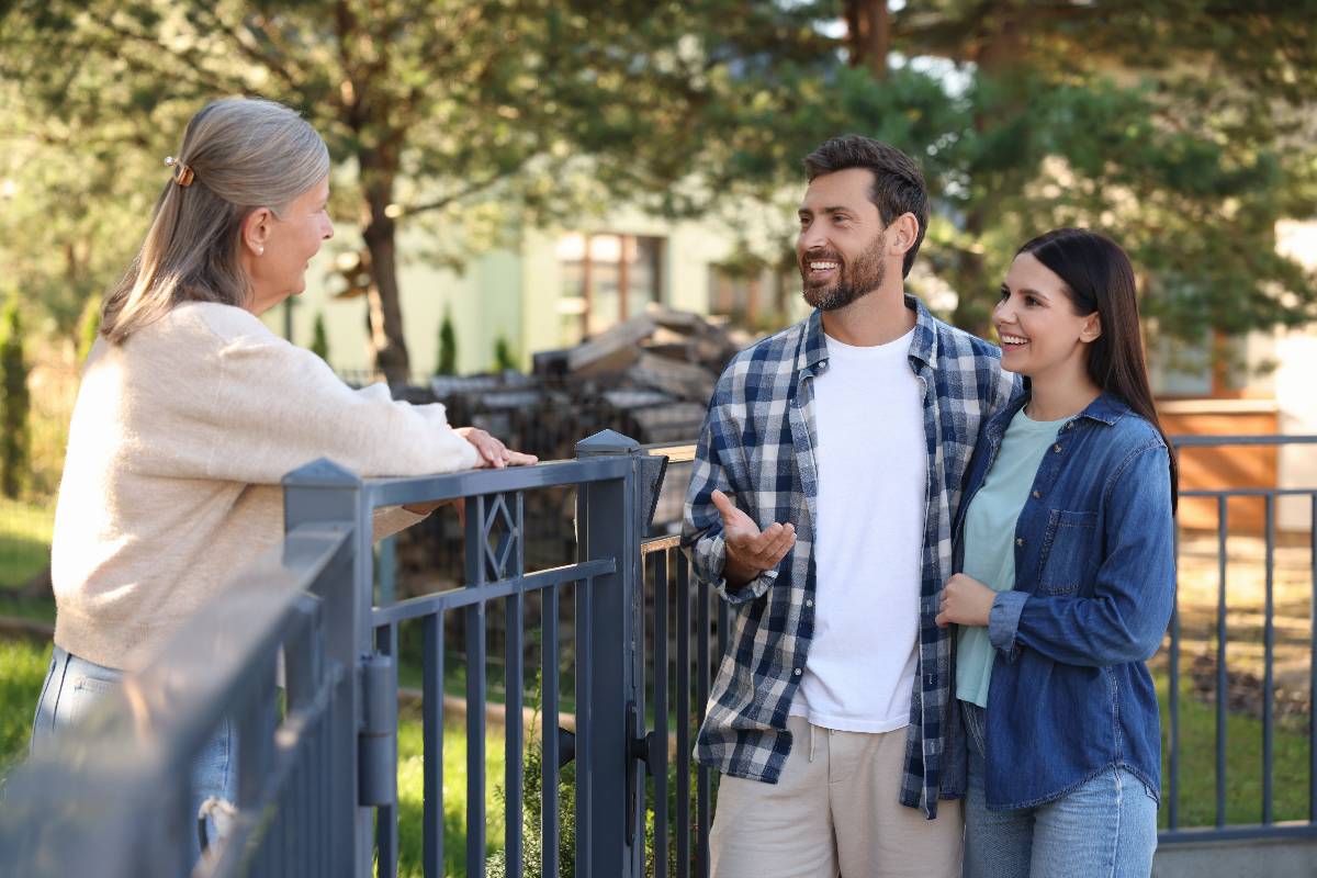 Friendly neighbors chatting.