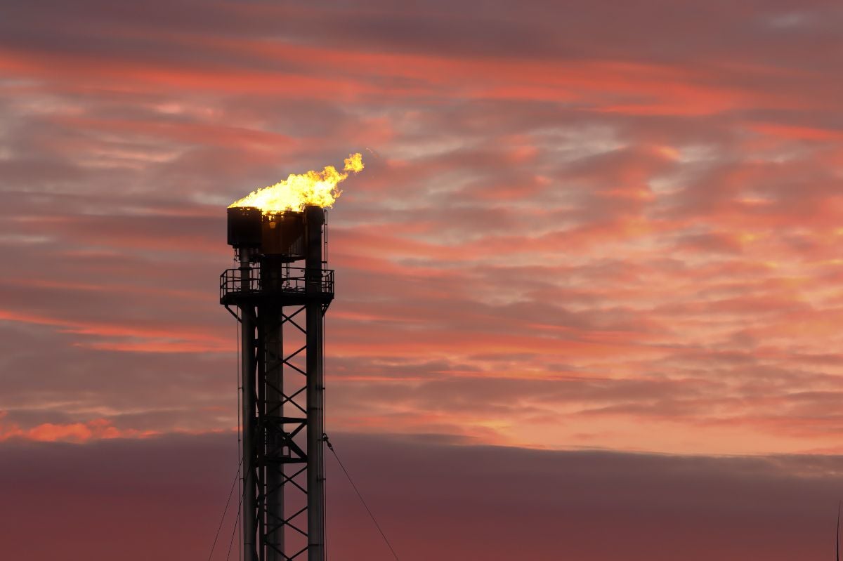 Gas plant flaring at a gas terminal.