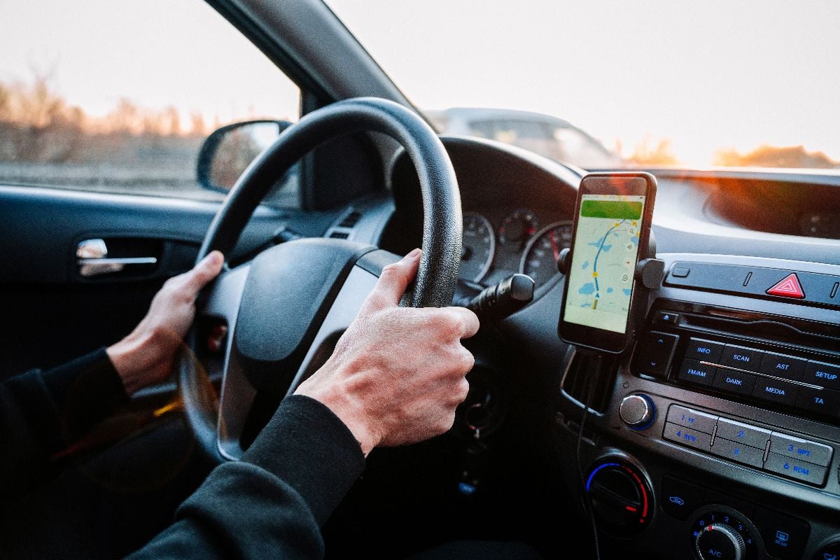 GPS on smartphone inside the car.