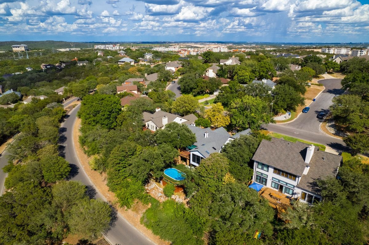 An aerial view of Houston development.