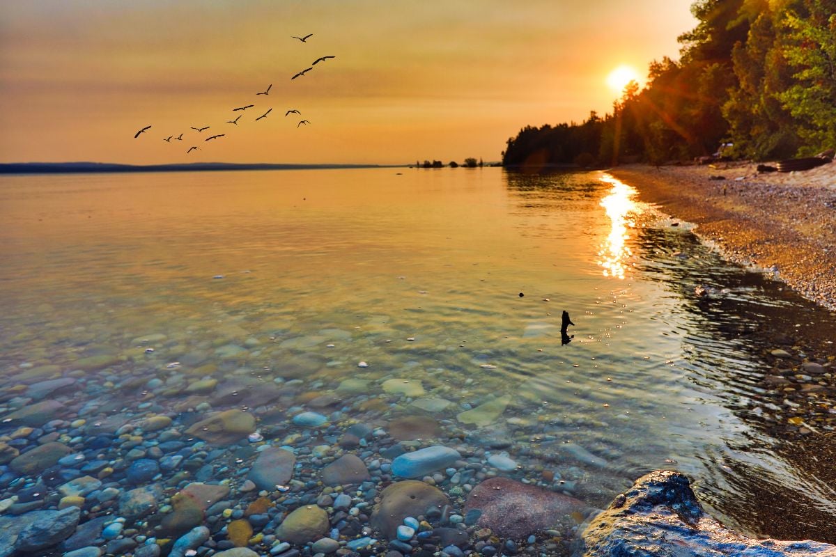 Lake Michigan sunset view