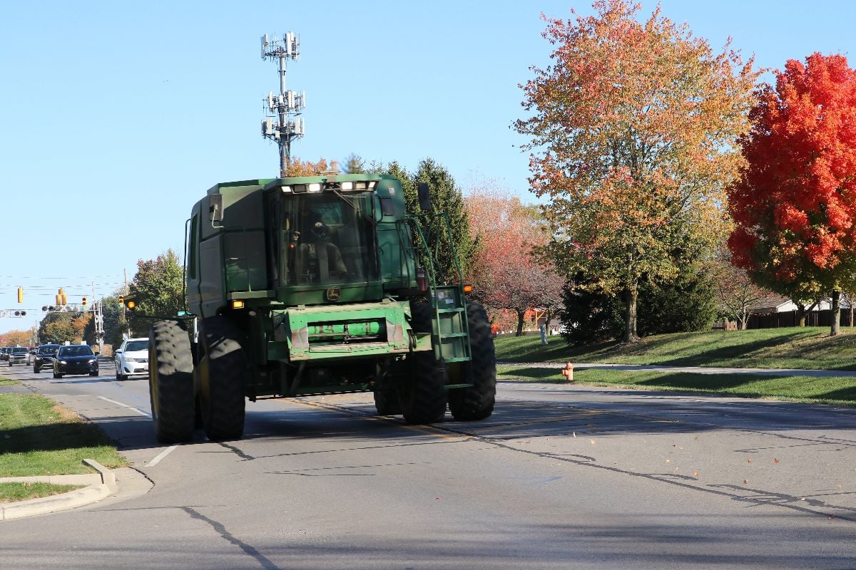 Large tractor on the road
