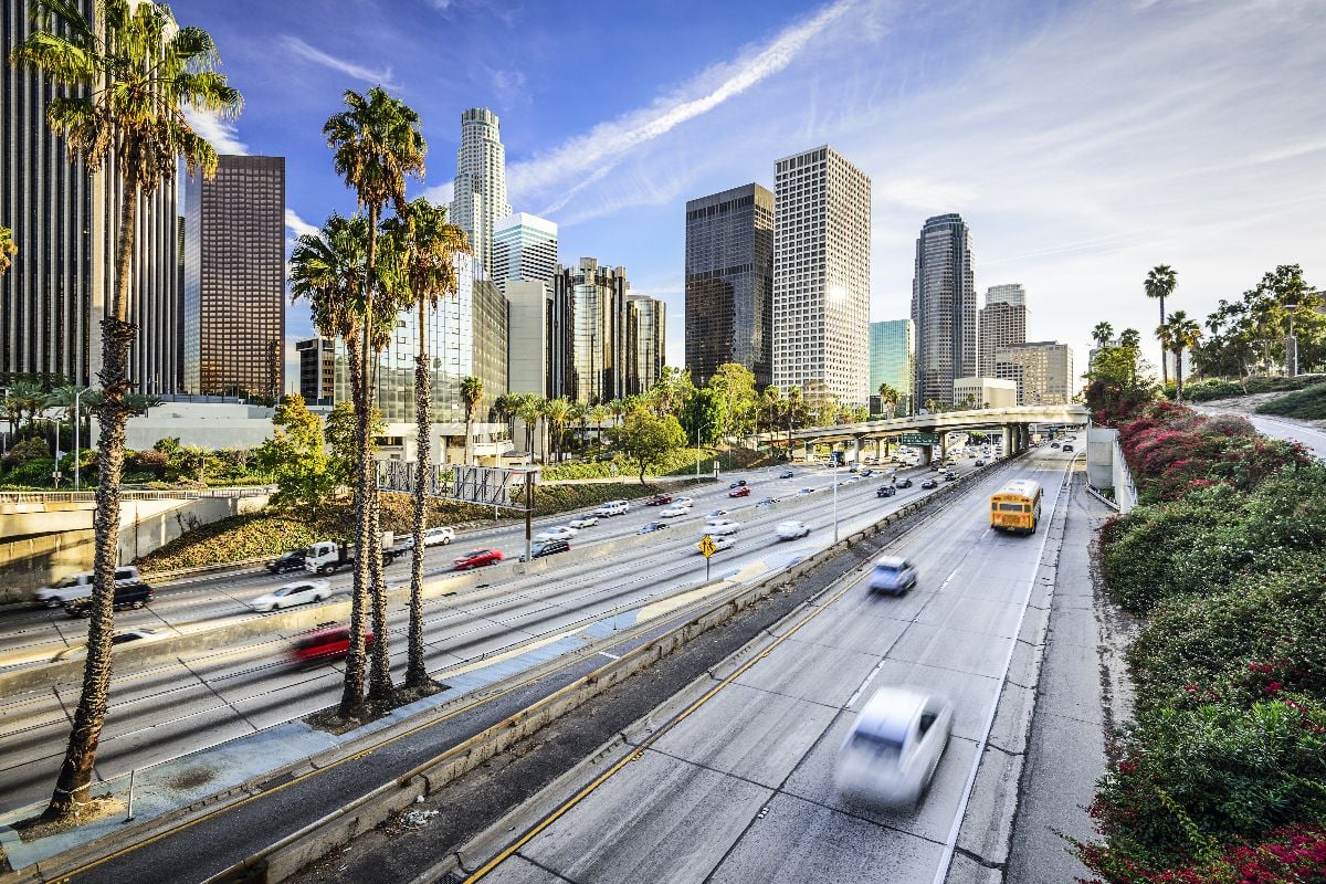 Los Angeles downtown cityscape.