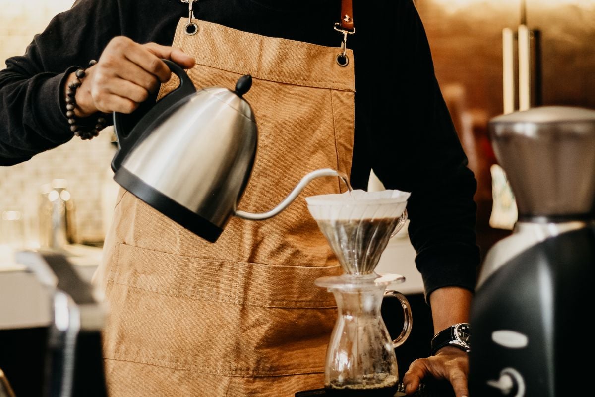 Manual brewing on the process.