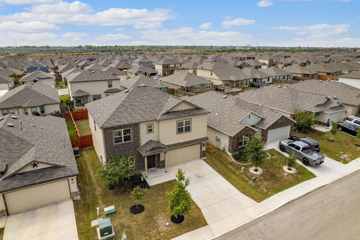 Aerial view of a middle class housing in Houston.