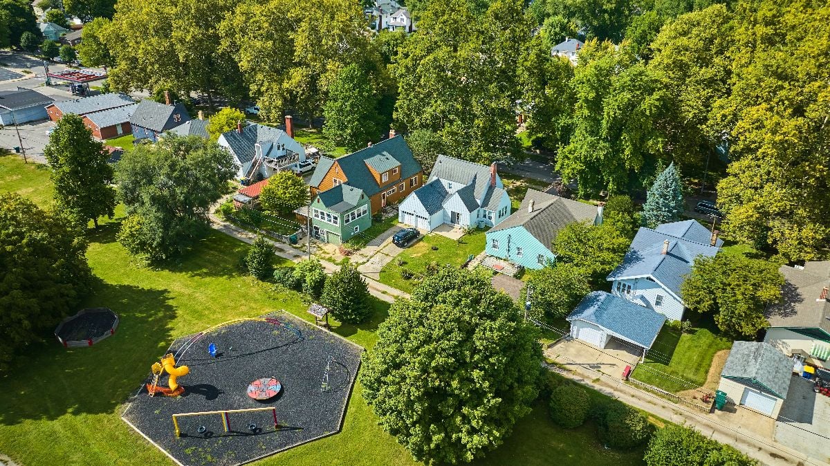 Aerial view of Muncie neighborhood.