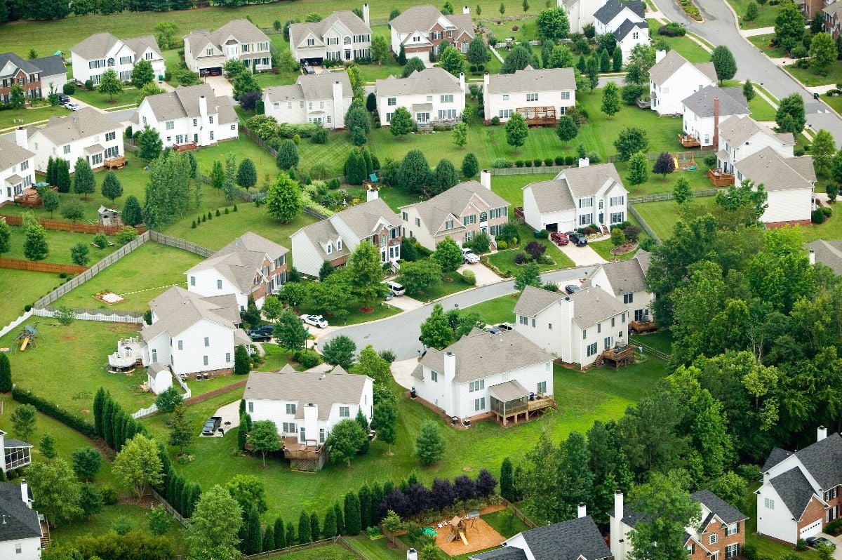 Aerial view of housing development in North Carolina.