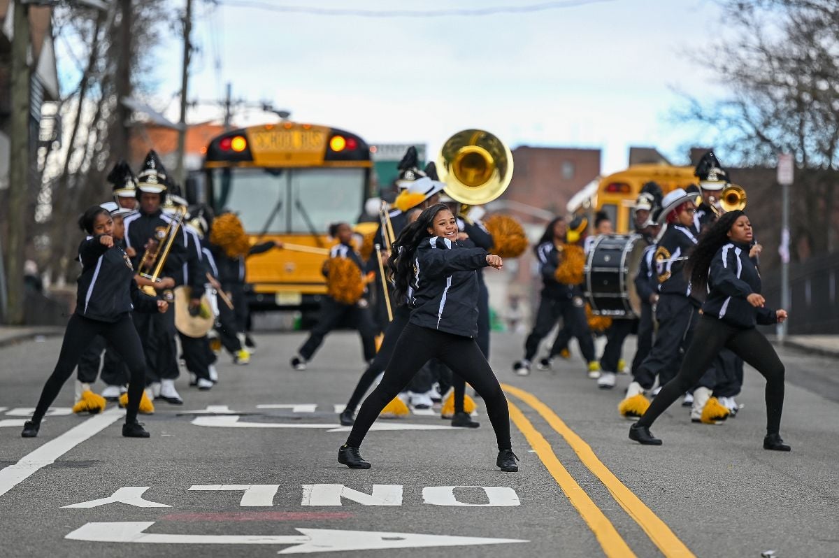 Marching band in the St. Patrick's Day parade