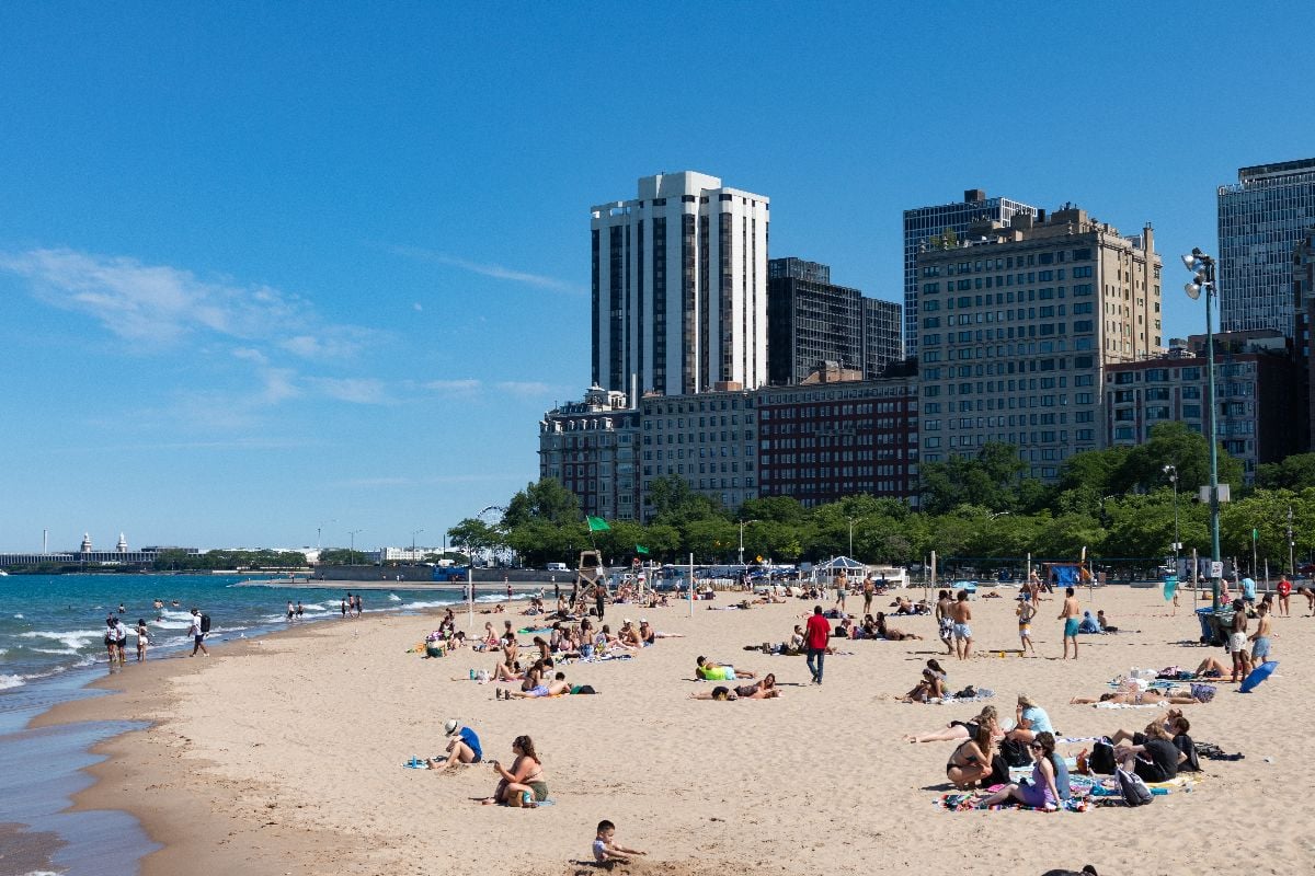 Oak Street Beach along Lake Michigan