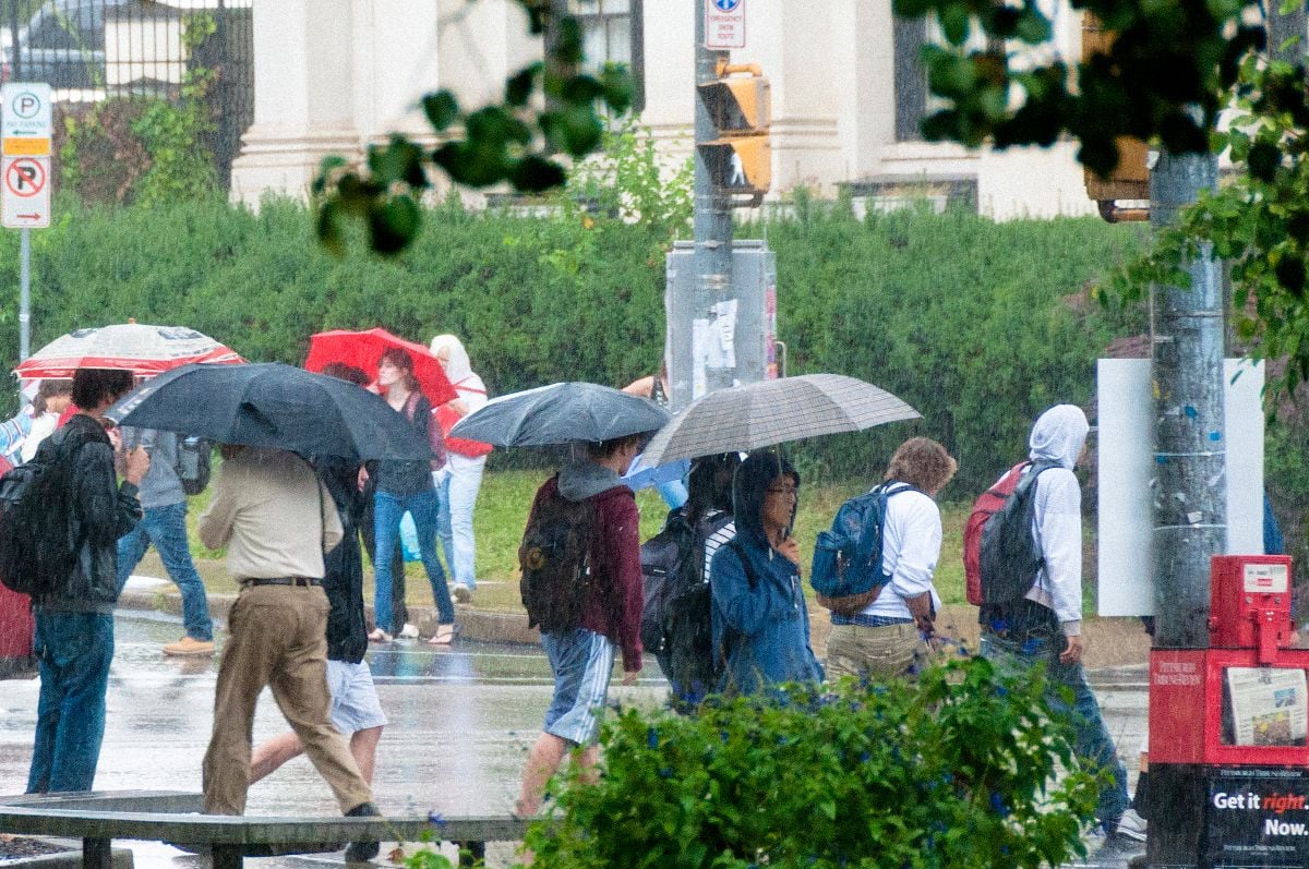 Rainy weather in Oakland.