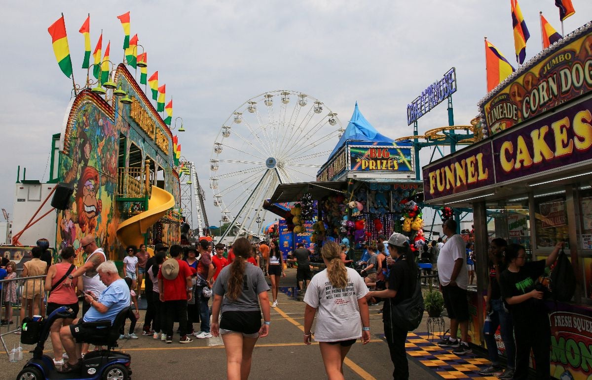 Rides and stalls at Ohio State Fair 