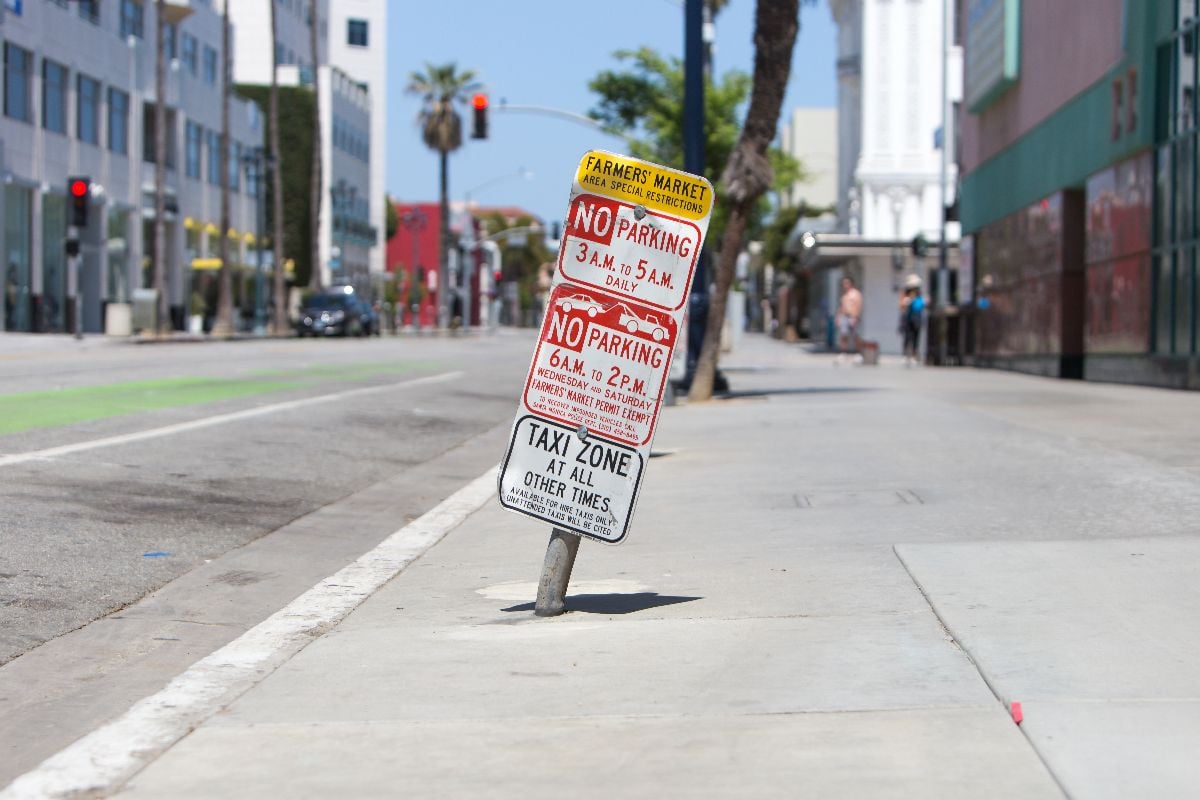 Farmers market signage in Los Angeles California.