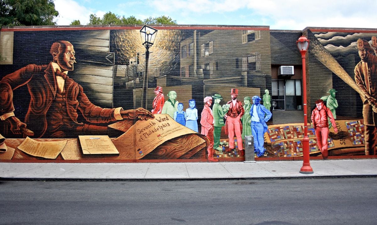 Mural painted on a wall on South Street in Philadelphia.
