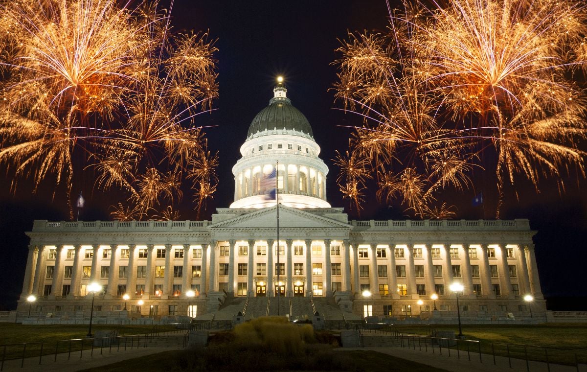 Fireworks at State Capitol Building in Salt Lake City.