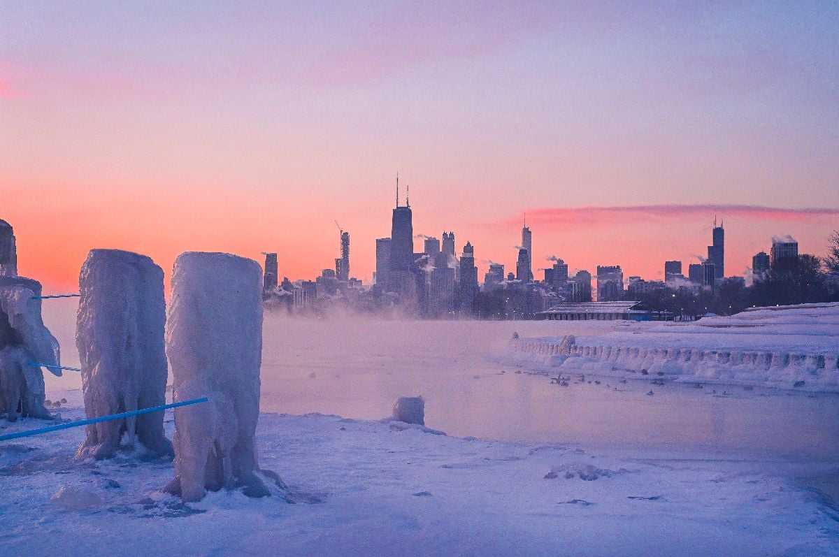 The polar vortex storms over the Chicago skyline