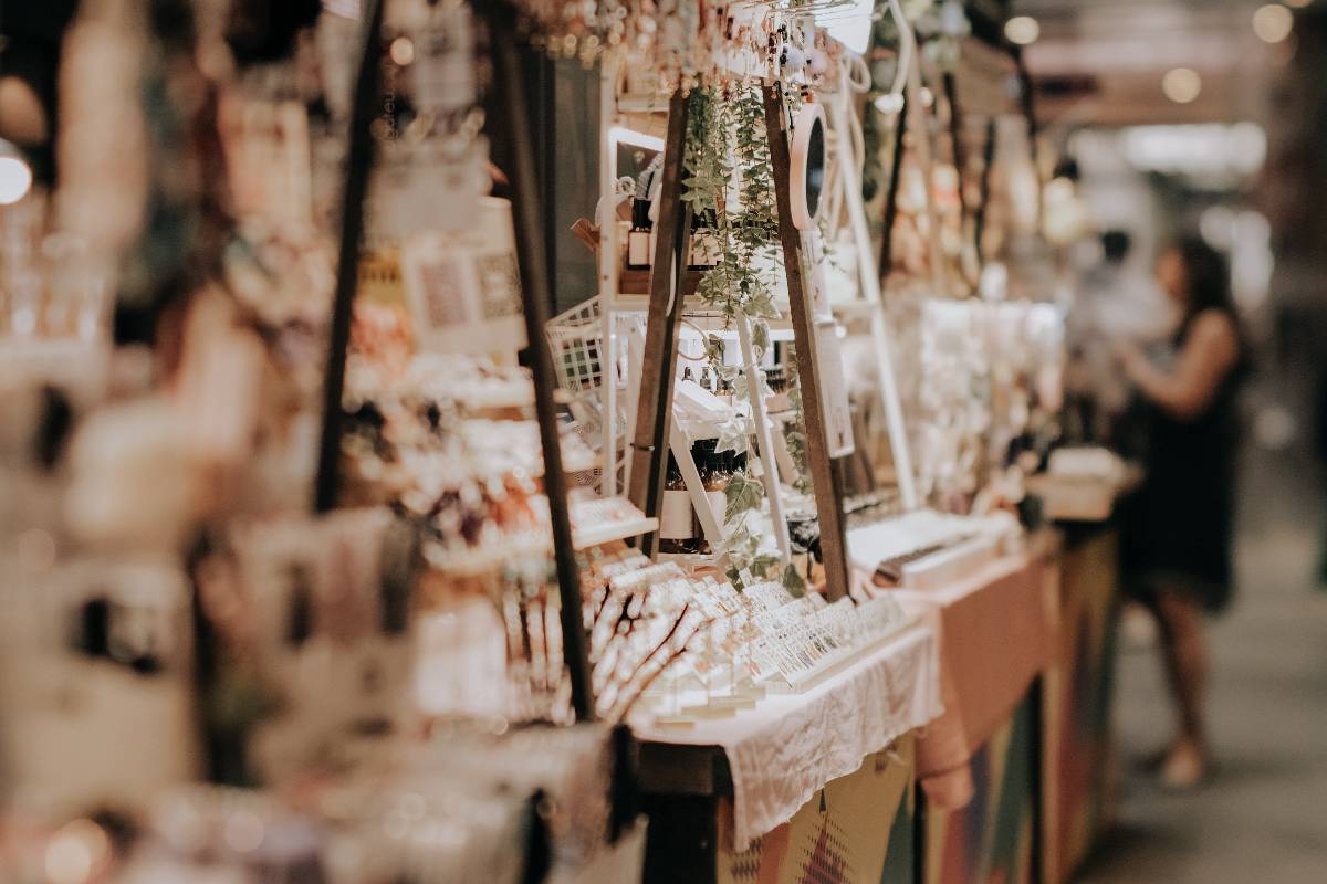Indoor festive weekend market.