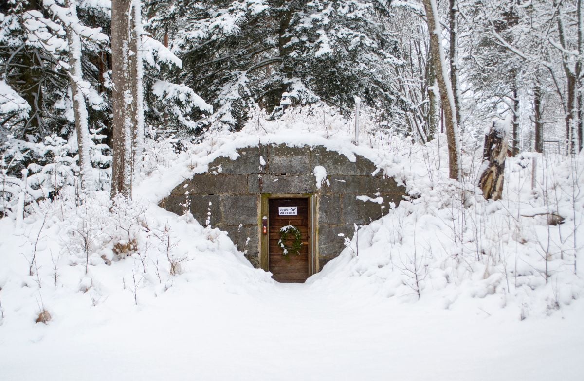  A root cellar in winter time.