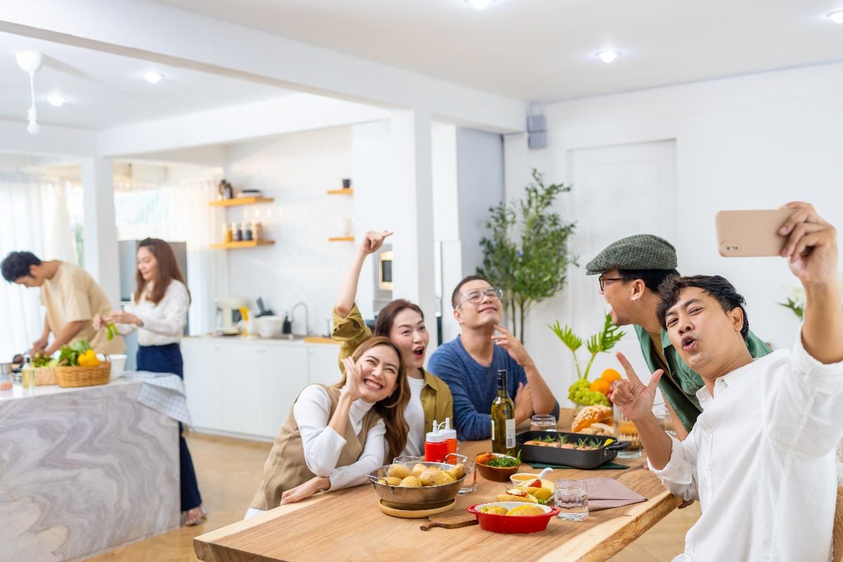 Friends sharing a vacation home.