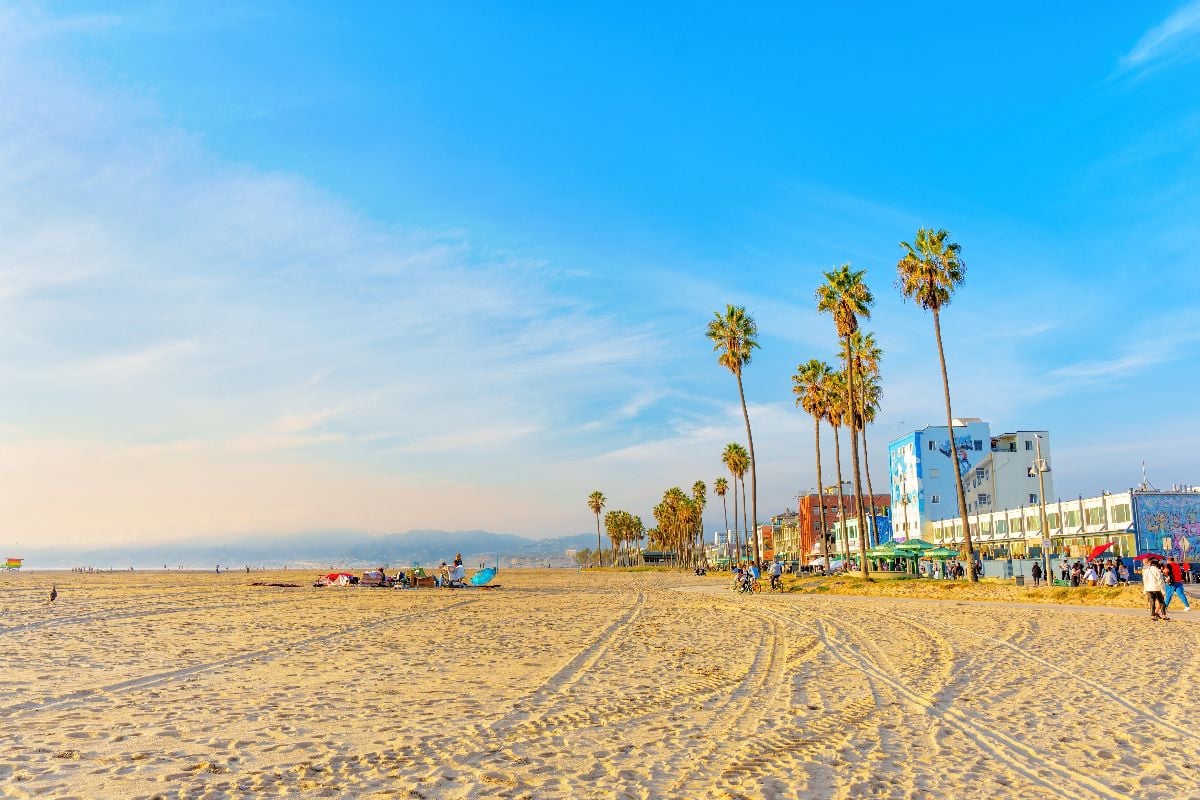 Sunny winter day at Venice Beach. 