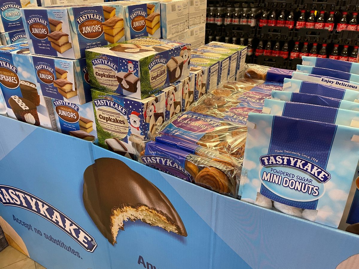 Tastykake snack cake display at the grocery store.