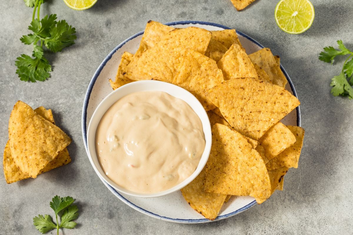 White Queso Dip with Tortilla Chips