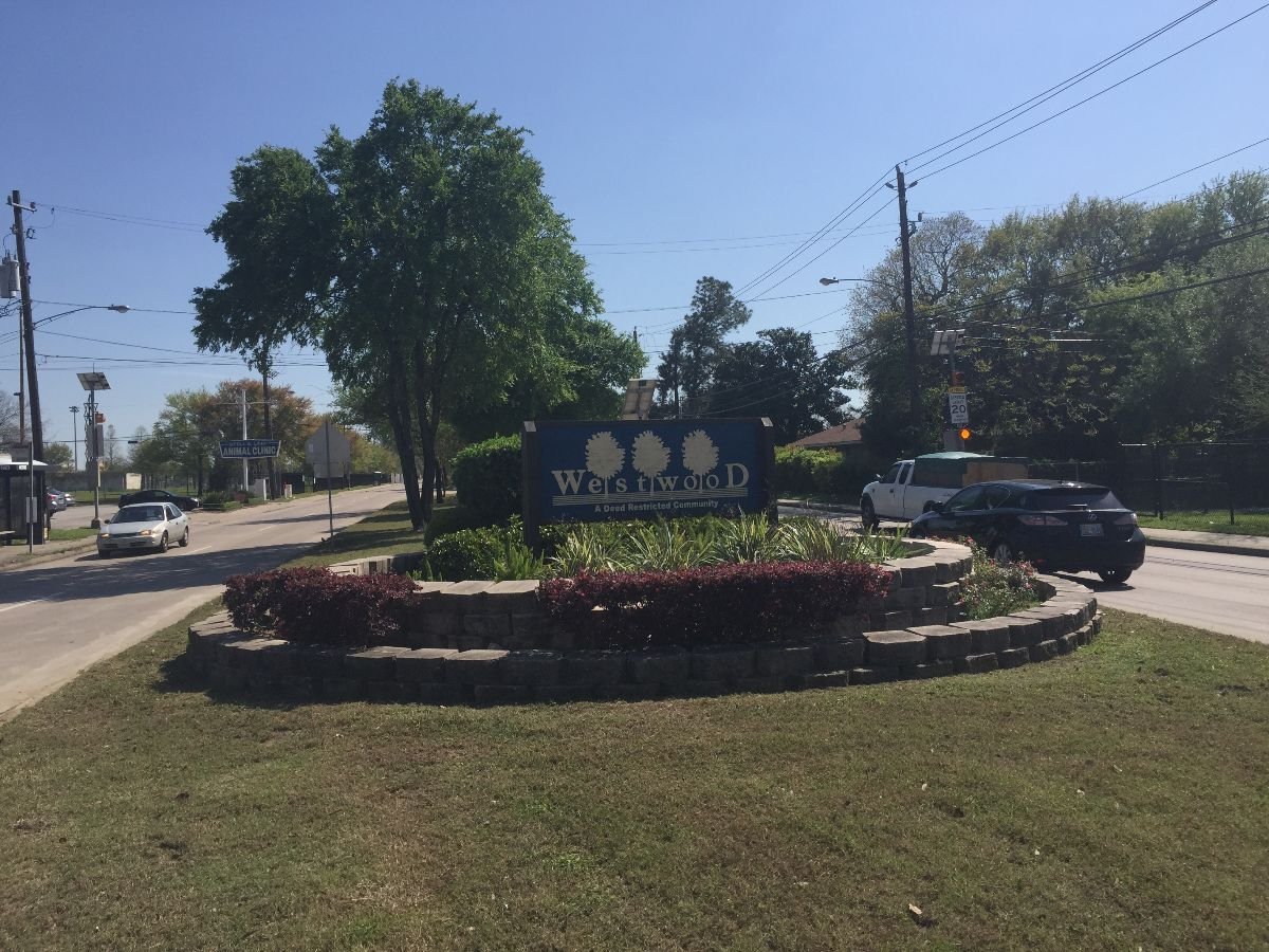 Sign board of Westwood subdivision.