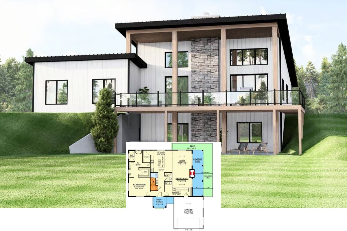 Modern 2-Bedroom Contemporary Home with Open Floor Plan and Optional Basement (Floor Plan)