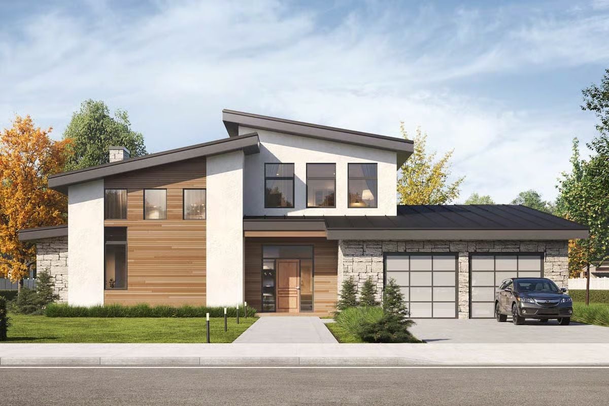 Modern-Style 3-Bedroom Home with Wraparound Porch and Open-Concept Living (Floor Plan)