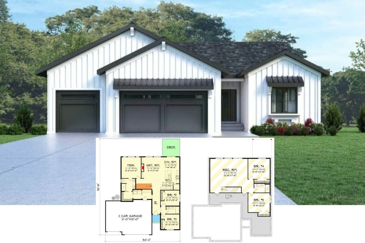 3-Bedroom Craftsman Ranch with Open Living Space and Lower-Level Expansion (Floor Plan)